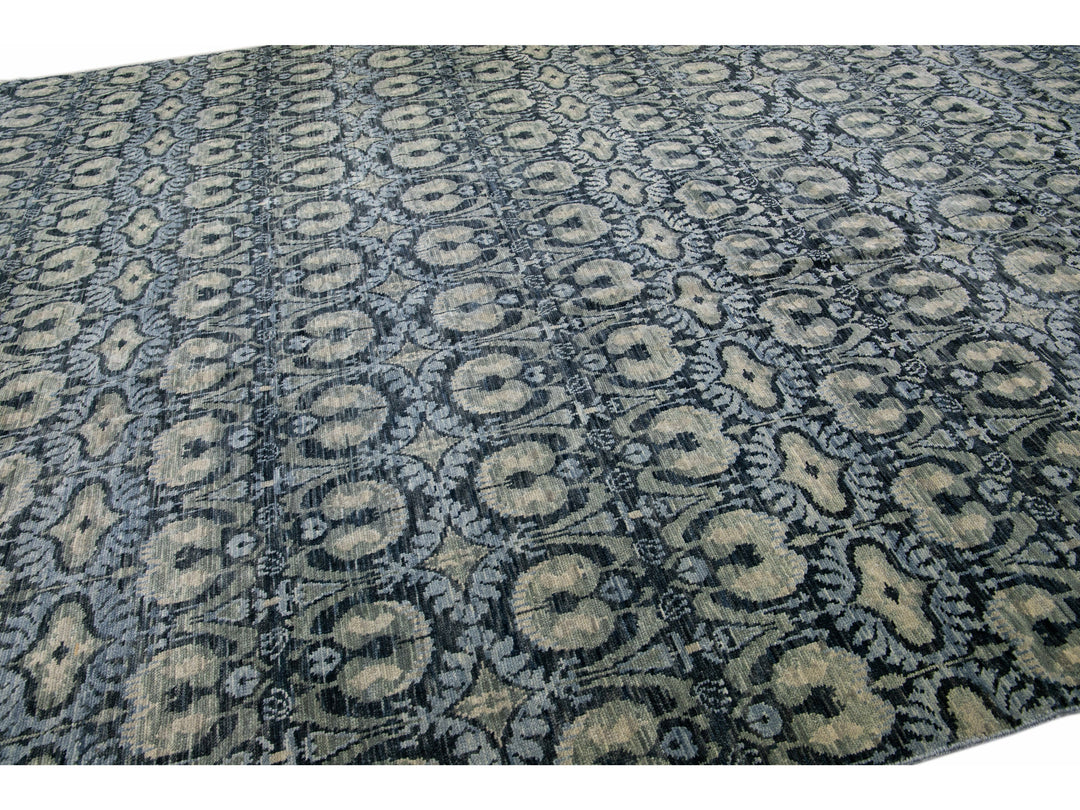 Modern Ikat Wool Rug 12 X 15