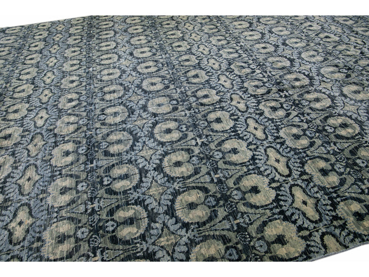 Modern Ikat Wool Rug 12 X 15