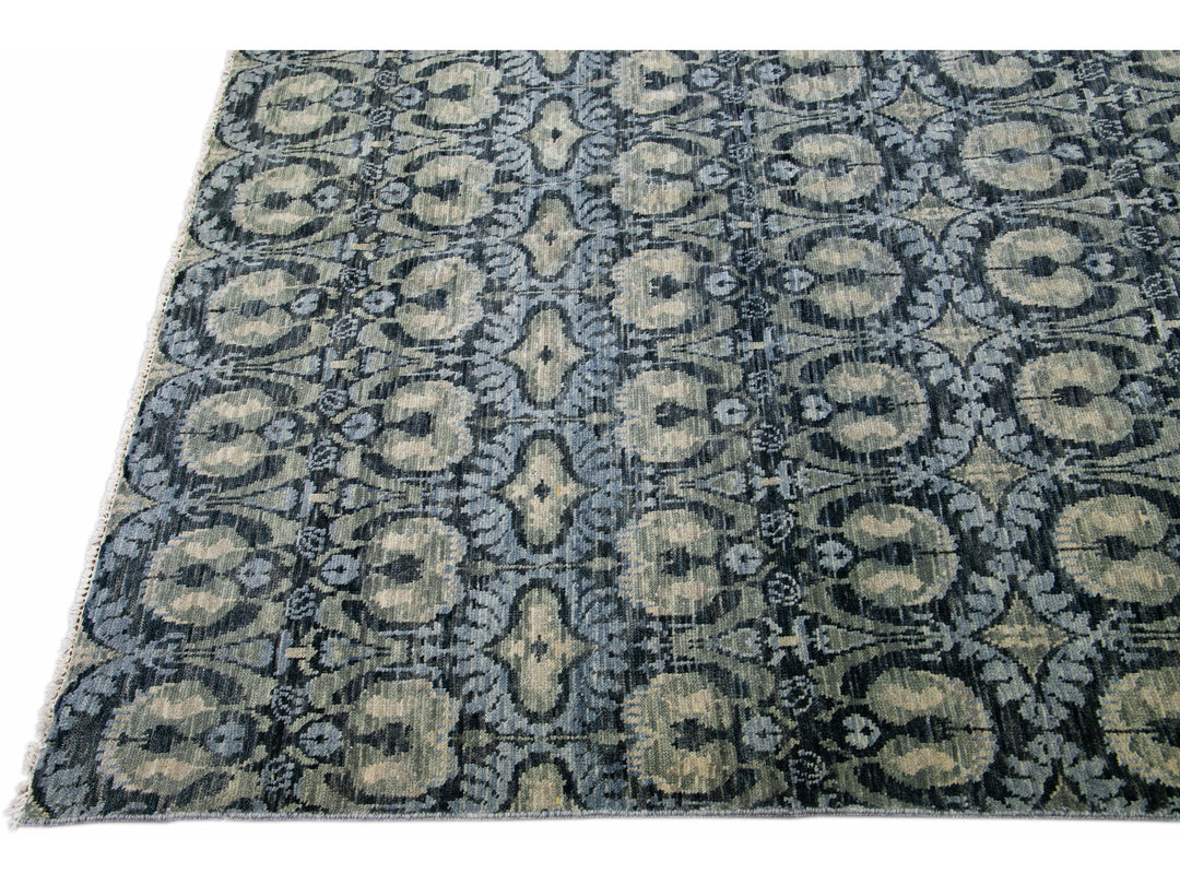 Modern Ikat Wool Rug 12 X 15