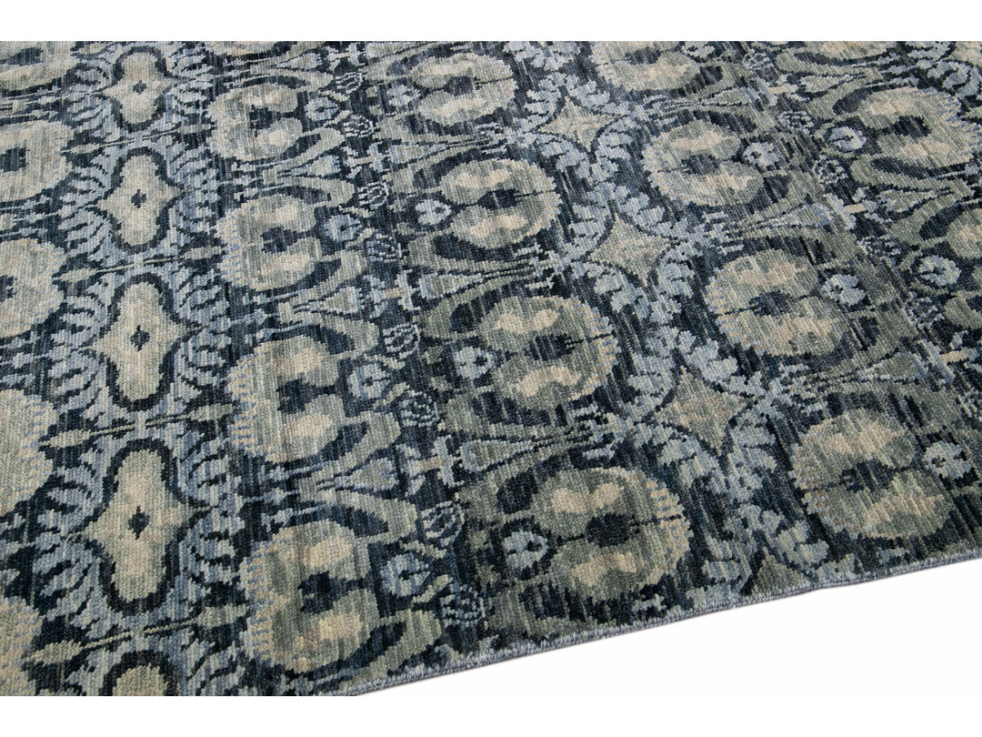 Modern Ikat Wool Rug 12 X 15