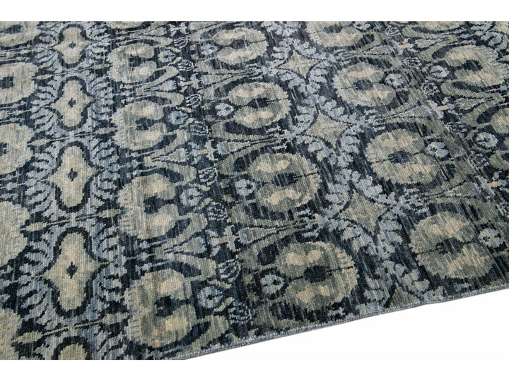 Modern Ikat Wool Rug 12 X 15