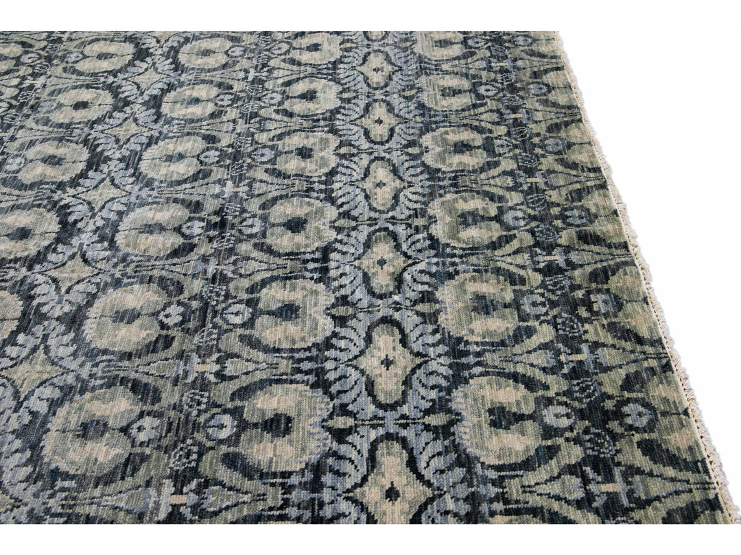 Modern Ikat Wool Rug 12 X 15