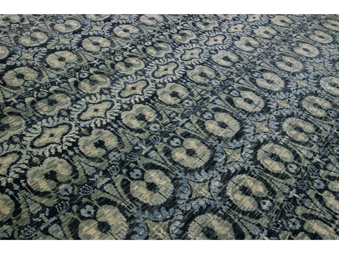 Modern Ikat Wool Rug 12 X 15