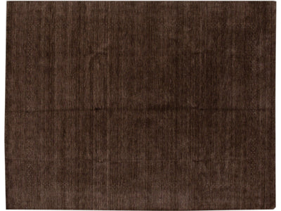 Modern Gabbeh Style Handloom Brown Geometric Wool Rug