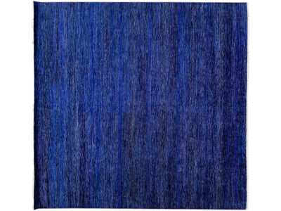Modern Savannah Handmade Blue Geometric Square Wool Rug