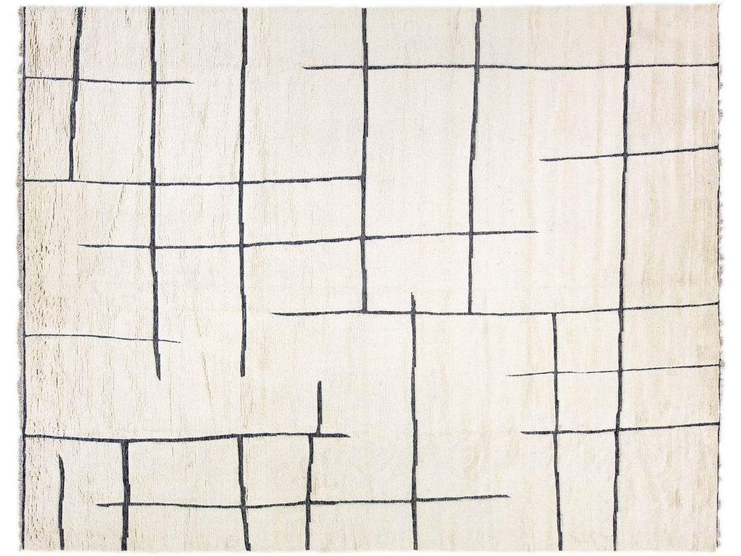 Modern Moroccan Wool Rug 12 X 15