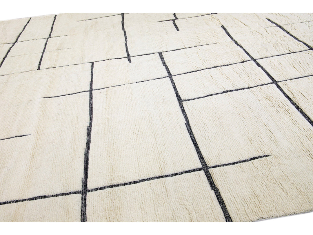 Modern Moroccan Wool Rug 12 X 15