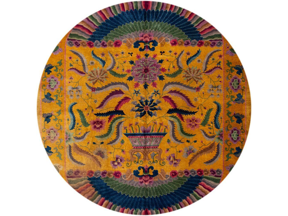 Antique Art Deco Chinese Wool Rug 10' x 14'