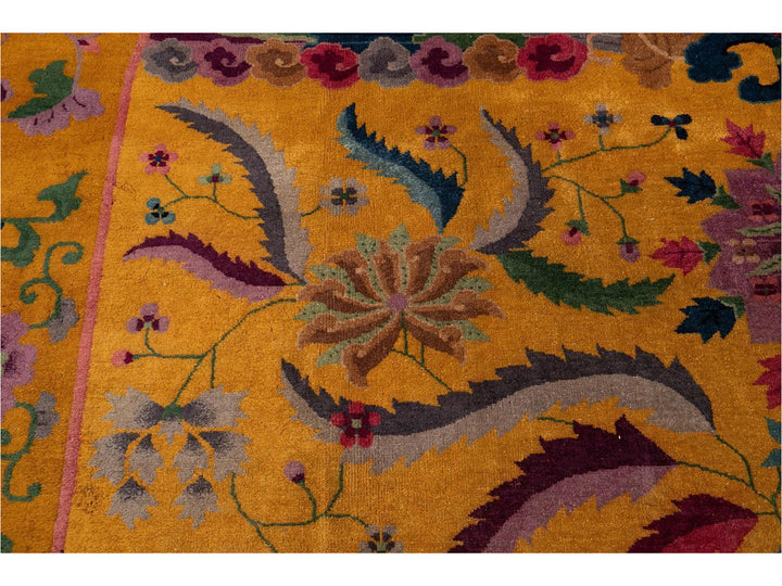 Antique Art Deco Chinese Wool Rug 10' x 14'