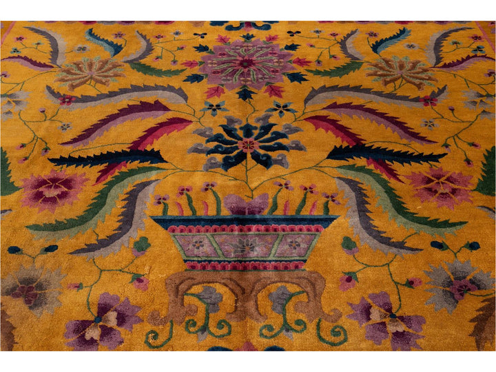 Antique Art Deco Chinese Wool Rug 10' x 14'