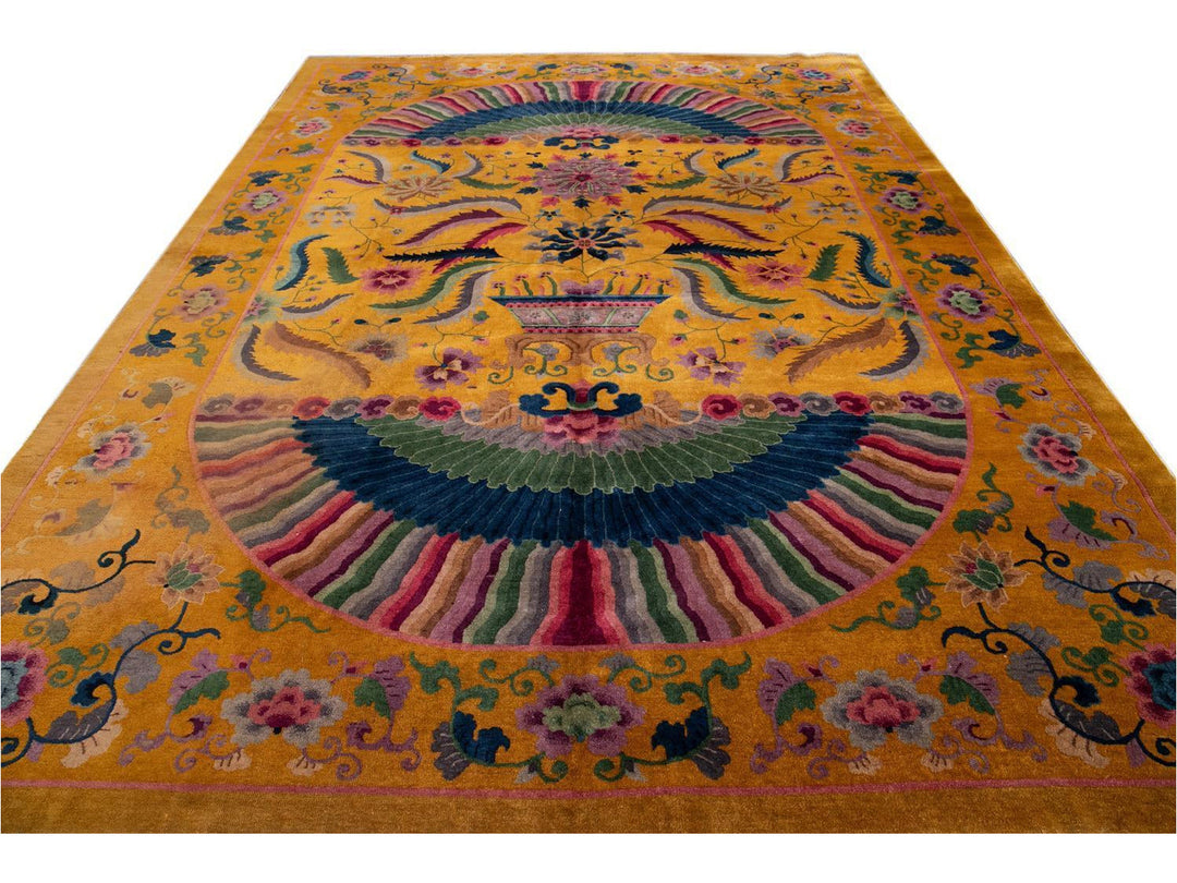 Antique Art Deco Chinese Wool Rug 10' x 14'