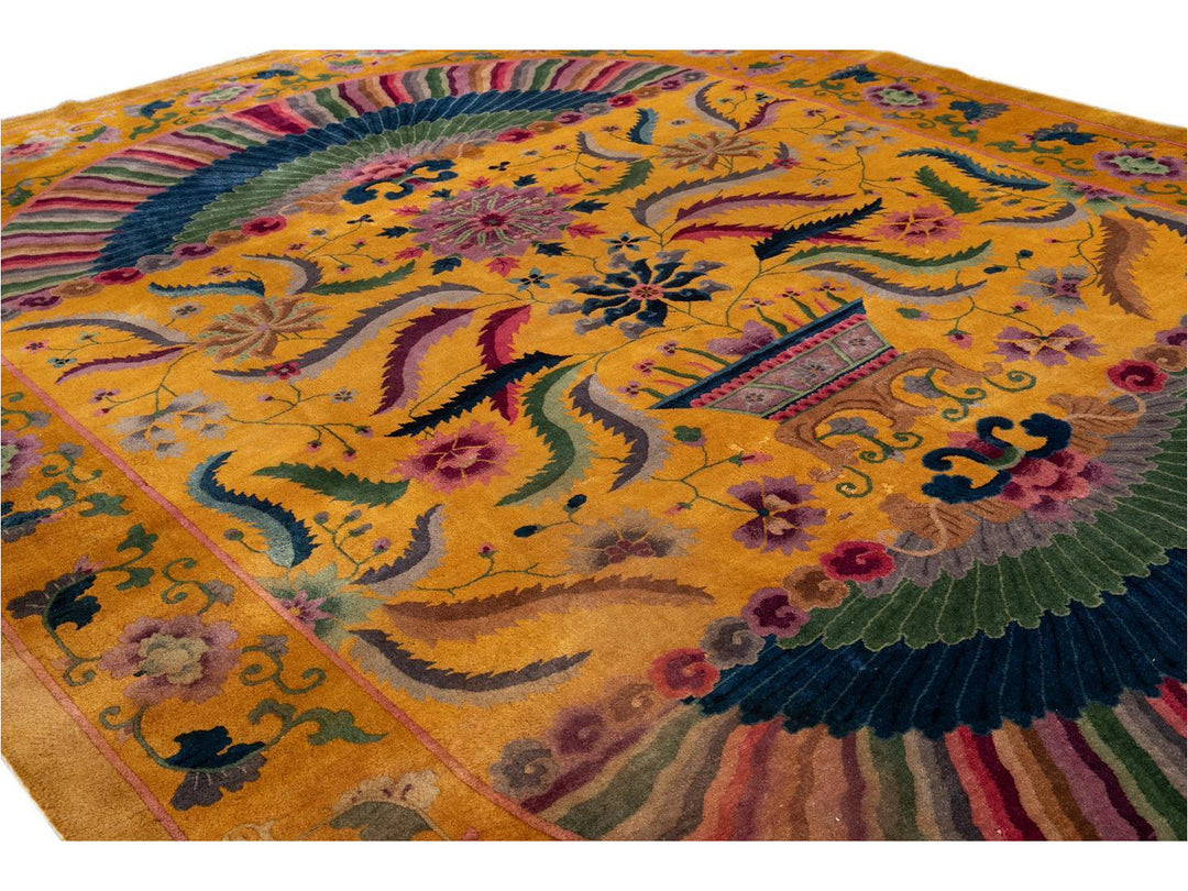 Antique Art Deco Chinese Wool Rug 10' x 14'