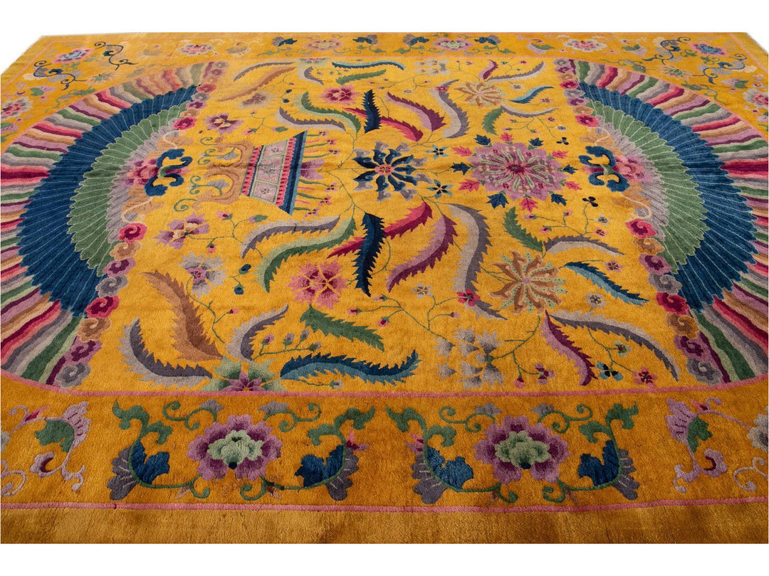 Antique Art Deco Chinese Wool Rug 10' x 14'