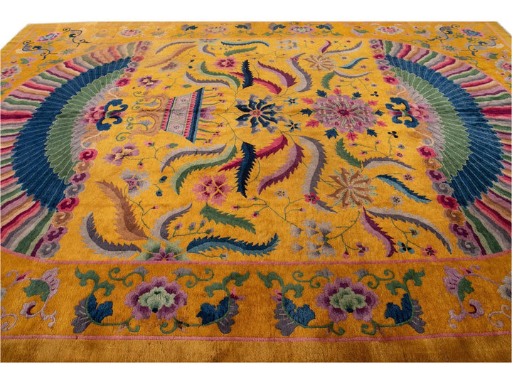 Antique Art Deco Chinese Wool Rug 10' x 14'