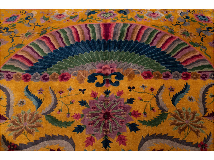 Antique Art Deco Chinese Wool Rug 10' x 14'