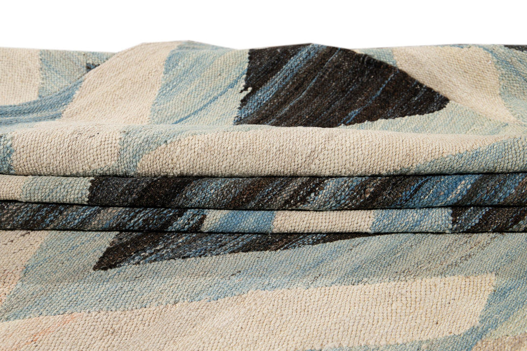 Modern Flat-Weave Wool Rug, 9 X 12