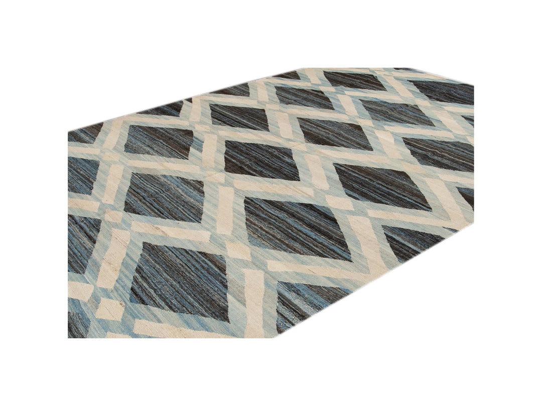 Modern Flat-Weave Wool Rug, 9 X 12