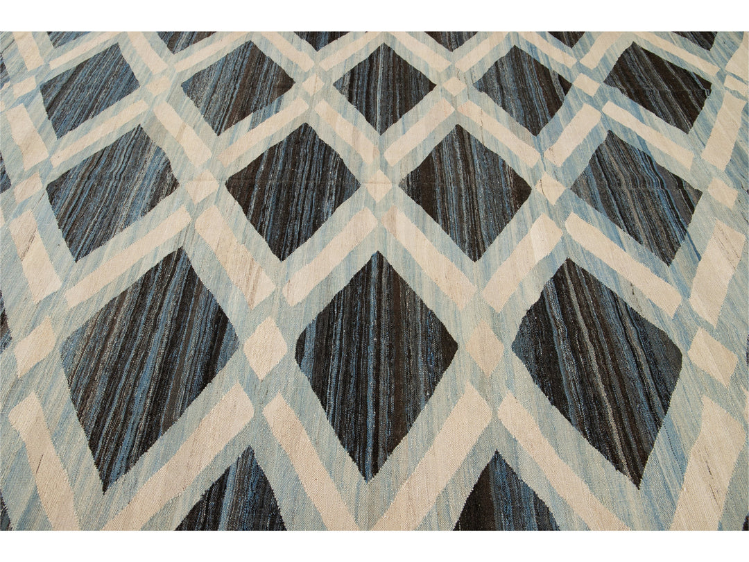 Modern Flat-Weave Wool Rug, 9 X 12