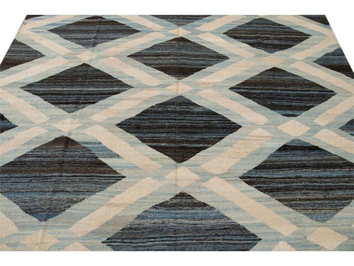 Modern Flat-Weave Wool Rug, 9 X 12