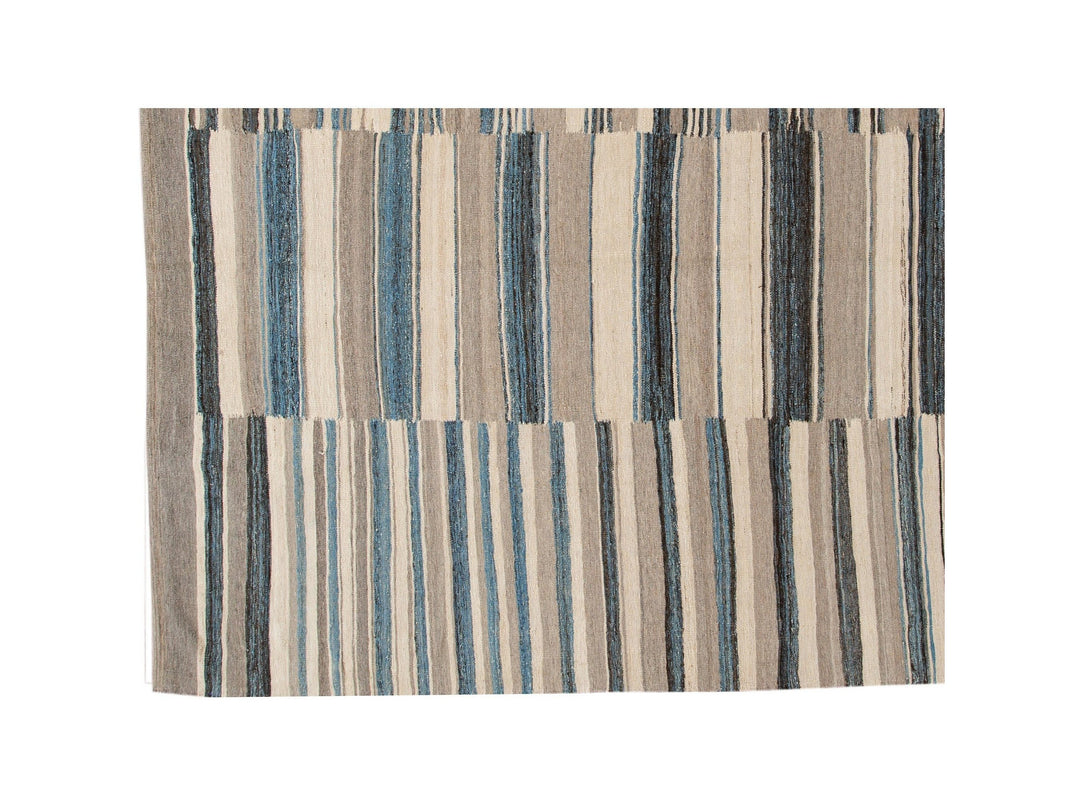 Modern Flat-Weave Kilim Wool Rug 9 X 12