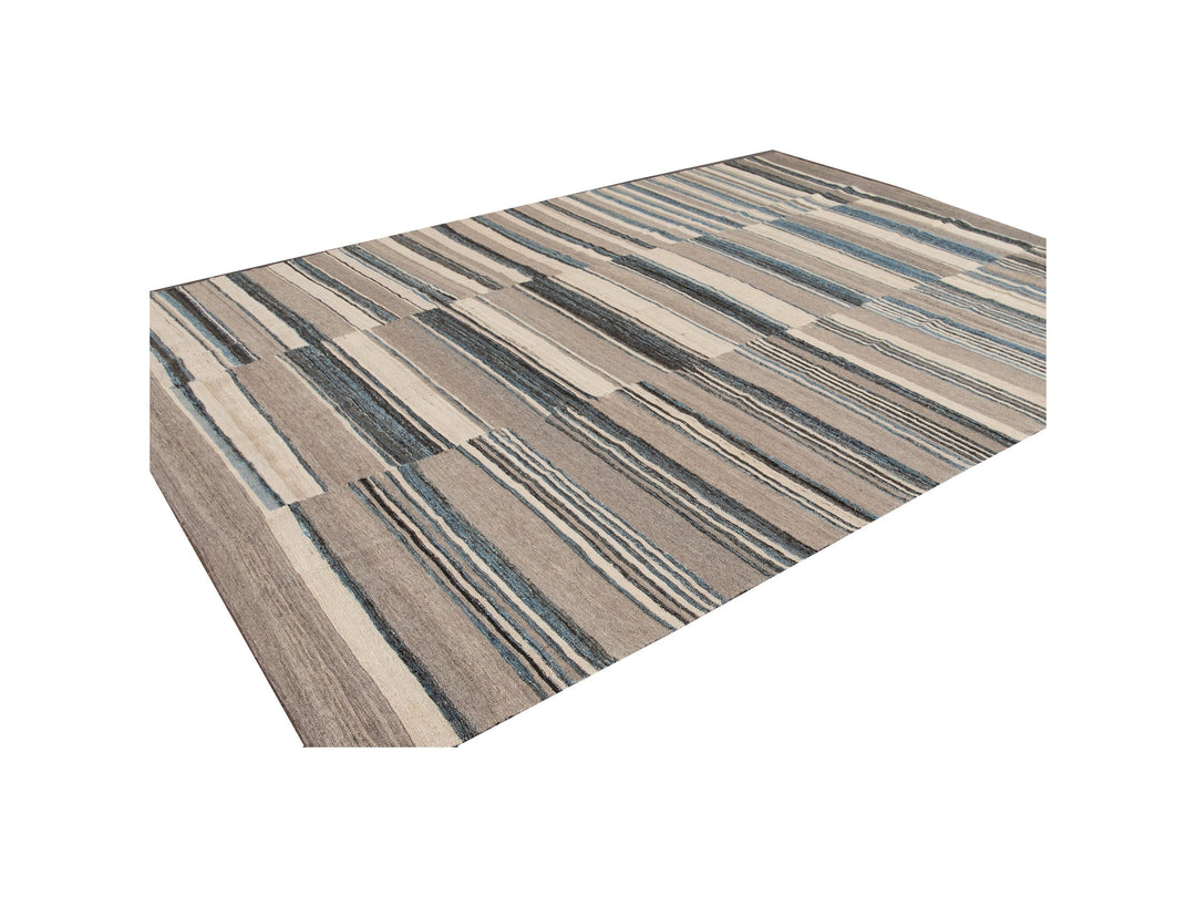 Modern Flat-Weave Kilim Wool Rug 9 X 12