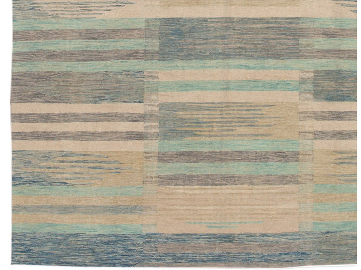 Modern Flat-Weave Wool Rug 9 X 12