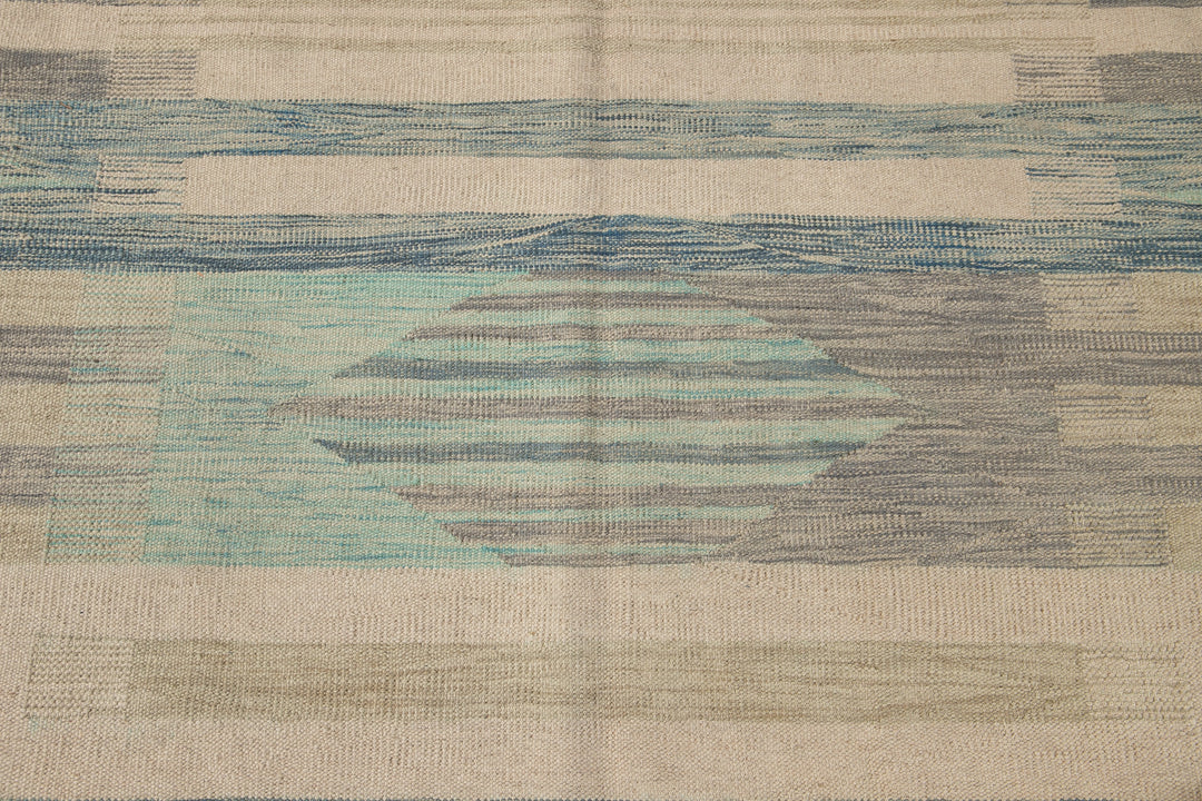 Modern Flat-Weave Wool Rug 9 X 12