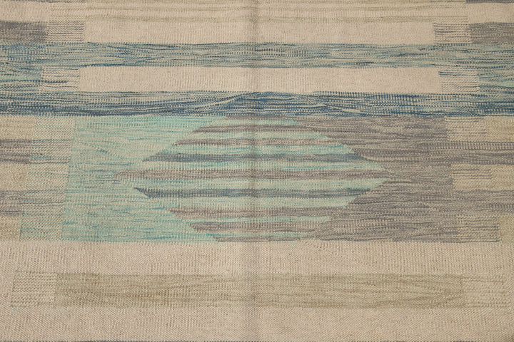 Modern Flat-Weave Wool Rug 9 X 12