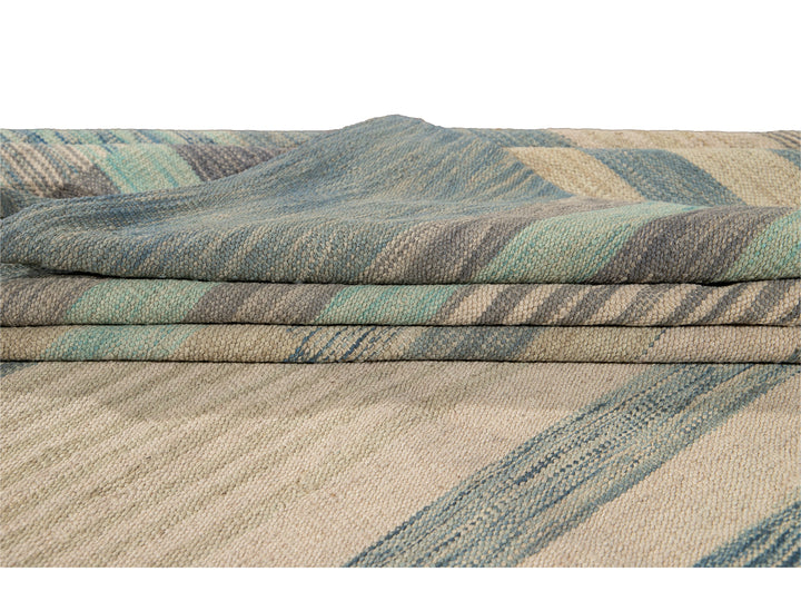 Modern Flat-Weave Wool Rug 9 X 12