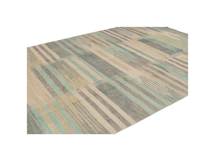 Modern Flat-Weave Wool Rug 9 X 12