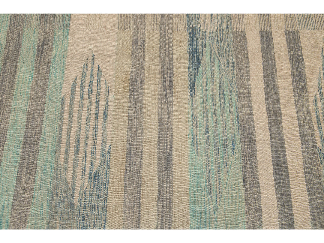 Modern Flat-Weave Wool Rug 9 X 12