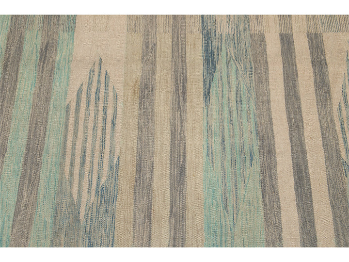 Modern Flat-Weave Wool Rug 9 X 12