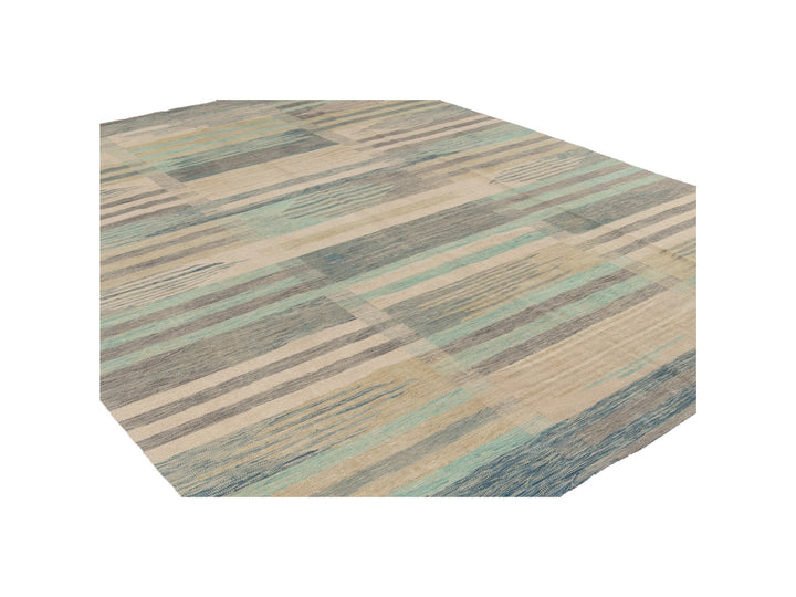 Modern Flat-Weave Wool Rug 9 X 12