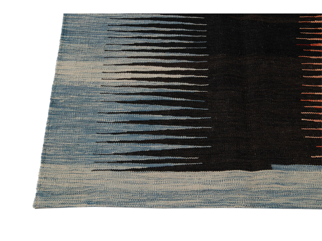 Modern Expressionist Flat-Weave Wool Rug 8 X 10