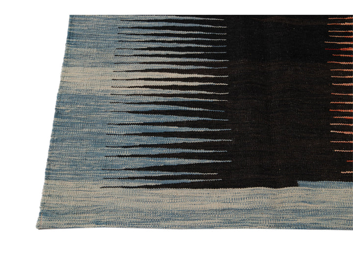 Modern Expressionist Flat-Weave Wool Rug 8 X 10