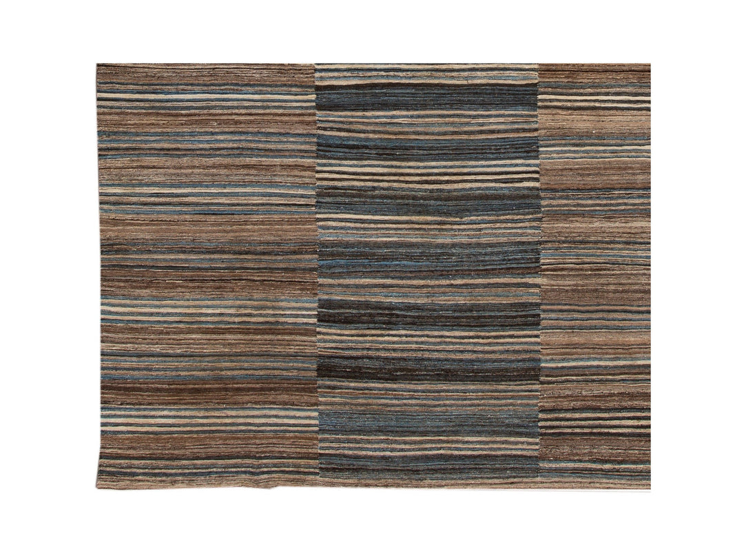 Modern Flat-Weave Wool Rug 10 X 14