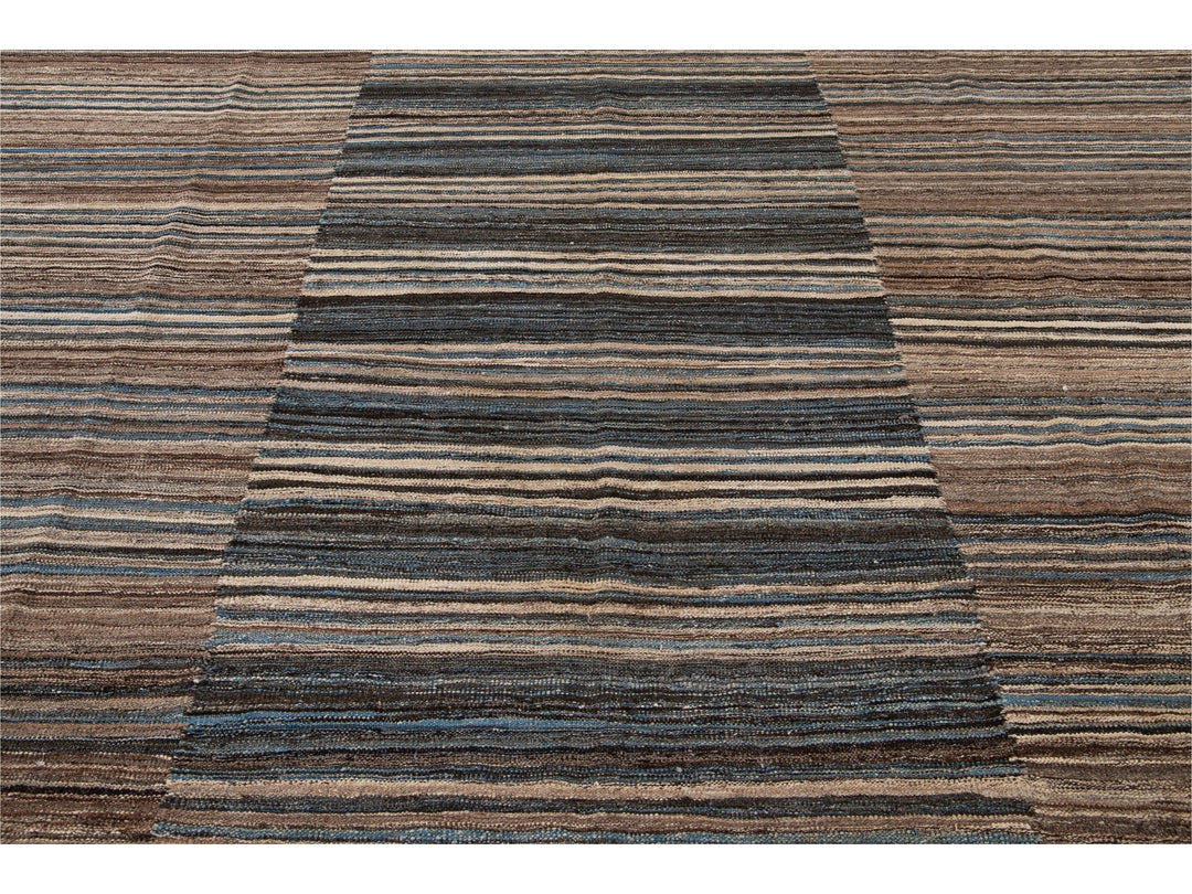 Modern Flat-Weave Wool Rug 10 X 14