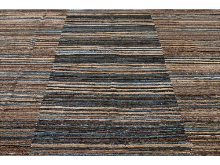Modern Flat-Weave Wool Rug 10 X 14