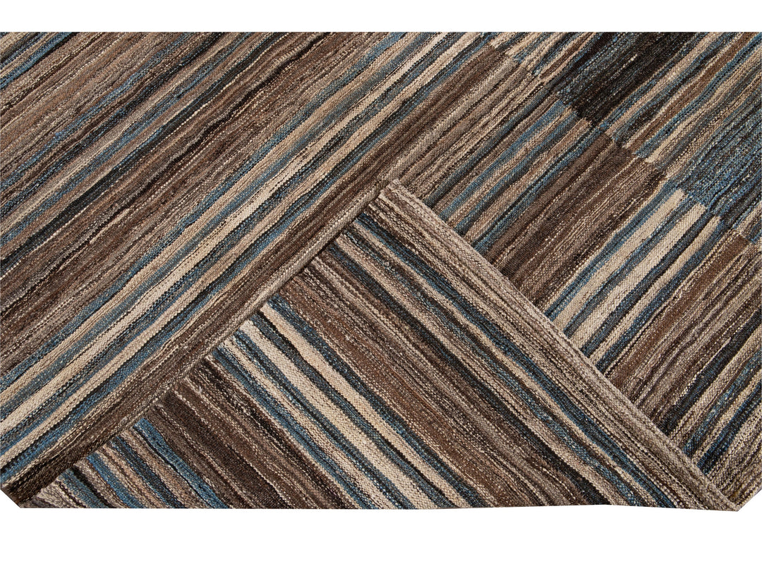 Modern Flat-Weave Wool Rug 10 X 14