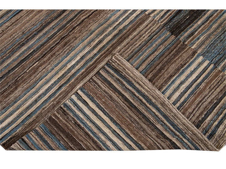 Modern Flat-Weave Wool Rug 10 X 14