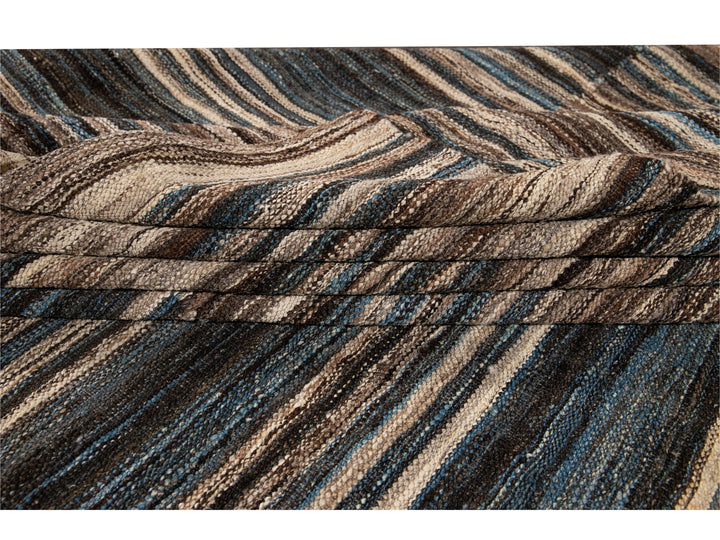 Modern Flat-Weave Wool Rug 10 X 14
