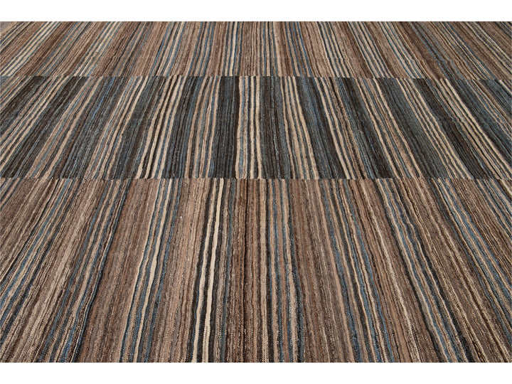 Modern Flat-Weave Wool Rug 10 X 14