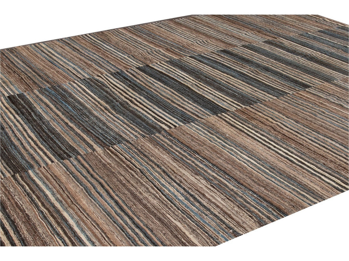 Modern Flat-Weave Wool Rug 10 X 14