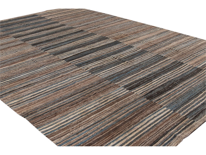 Modern Flat-Weave Wool Rug 10 X 14