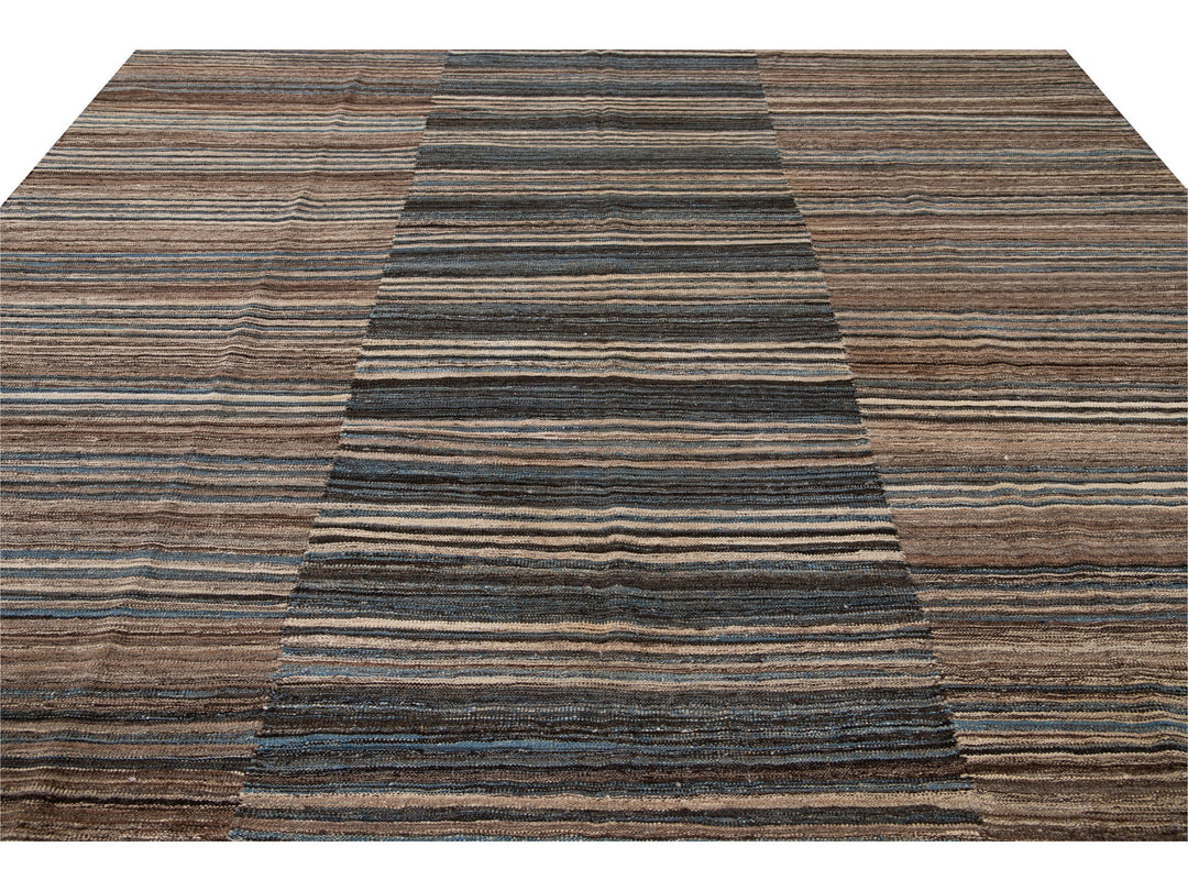 Modern Flat-Weave Wool Rug 10 X 14