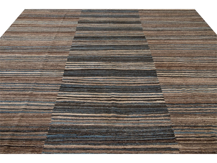 Modern Flat-Weave Wool Rug 10 X 14