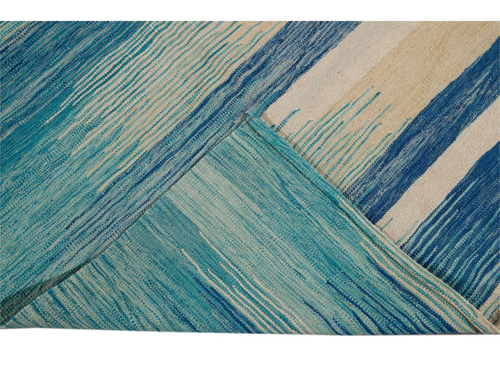 Modern Flat-Weave Wool Rug 9 X 12