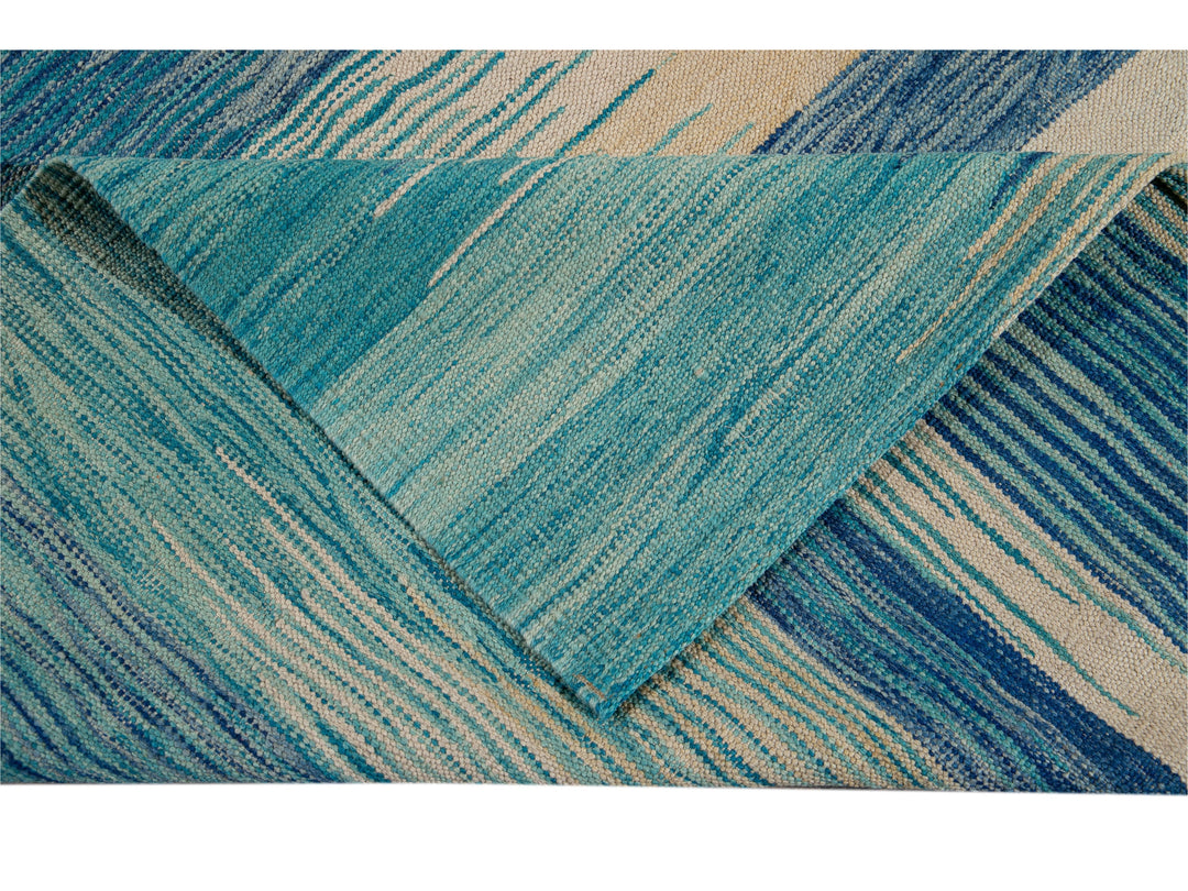 Modern Flat-Weave Wool Rug 9 X 12