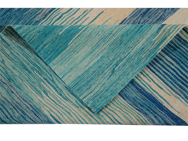 Modern Flat-Weave Wool Rug 9 X 12