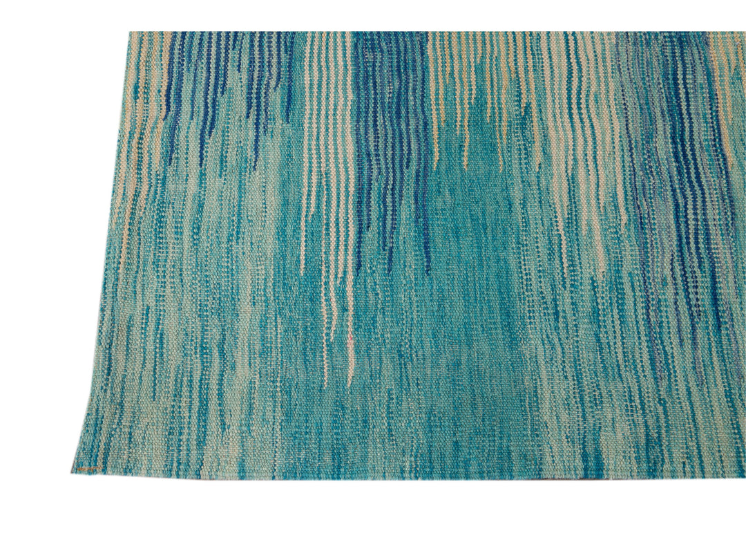 Modern Flat-Weave Wool Rug 9 X 12